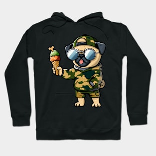 Cool Pug in Camo - Stylish Summer Design Hoodie